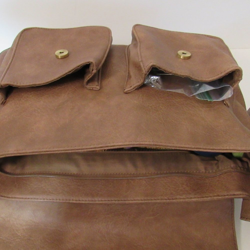 Vintage Satchel Camel Leather Messenger Bag 14"Lap Gem
